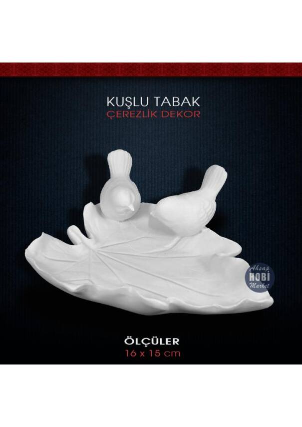 Kuşlu Tabak Çerezlik ve Dekor (16x15cm) Ham Polyester - 2