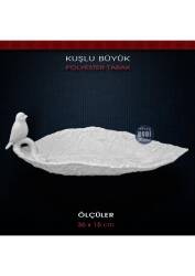 Kuşlu Yaprak Tabak Gondol Büyük (36x15cm) Ham Polyester - Tual Hobi Sanat
