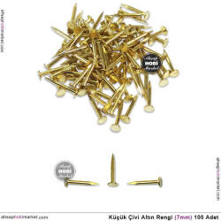 Kutu Klips Ayak Çivisi Gold (7 mm) 100 Adet - Tual Hobi Sanat