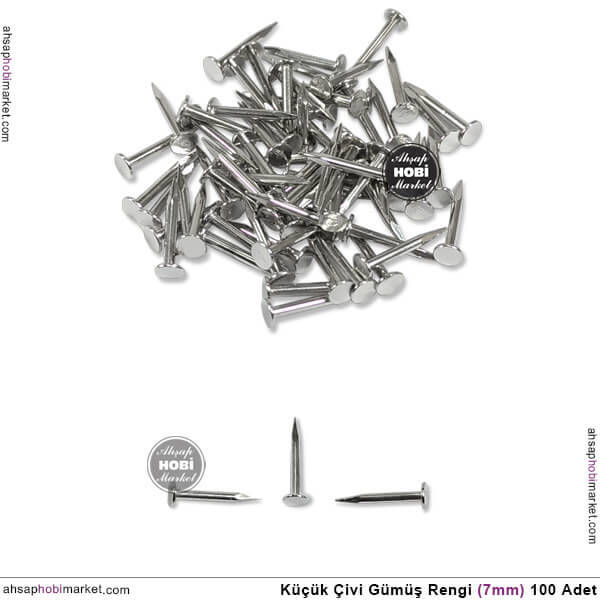 Kutu Klips Ayak Çivisi Gümüş (7 mm) 100 Adet - 1