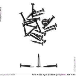 Kutu Klips Ayak Çivisi Siyah (9 mm) 100 Adet - Tual Hobi Sanat