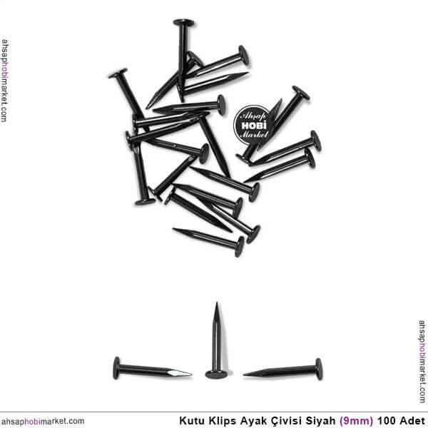 Kutu Klips Ayak Çivisi Siyah (9 mm) 100 Adet - 1