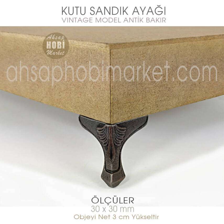 Kutu Sandık Ayağı Metal Vintage Antik (30x30 mm) - 4