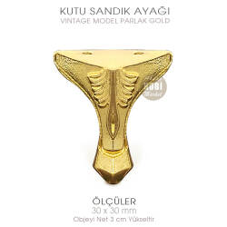 Kutu Sandık Ayağı Metal Vintage Gold (30x30 mm) - Tual Hobi Sanat