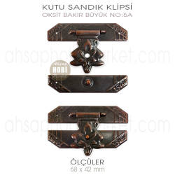 Kutu Sandık Klipsi No 5A Büyük (68x42 mm) Antik Bakır - Tual Hobi Sanat