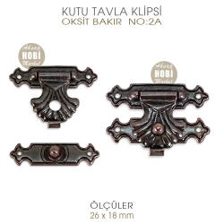 Kutu Tavla Klipsi No 2A Küçük (26x18 mm) Antik Bakır - Tual Hobi Sanat