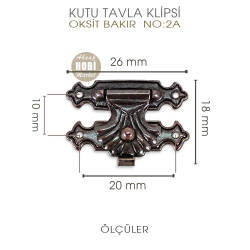 Kutu Tavla Klipsi No 2A Küçük (26x18 mm) Antik Bakır - Tual Hobi Sanat (1)