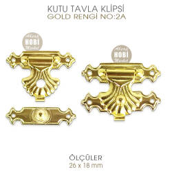 Kutu Tavla Klipsi No 2A Küçük (26x18 mm) Sarı Gold - Tual Hobi Sanat