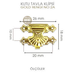 Kutu Tavla Klipsi No 2A Küçük (26x18 mm) Sarı Gold - Tual Hobi Sanat (1)