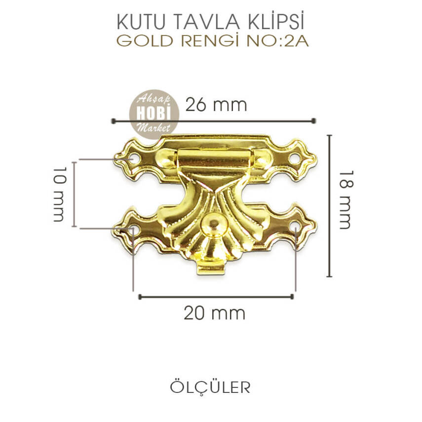Kutu Tavla Klipsi No 2A Küçük (26x18 mm) Sarı Gold - 2