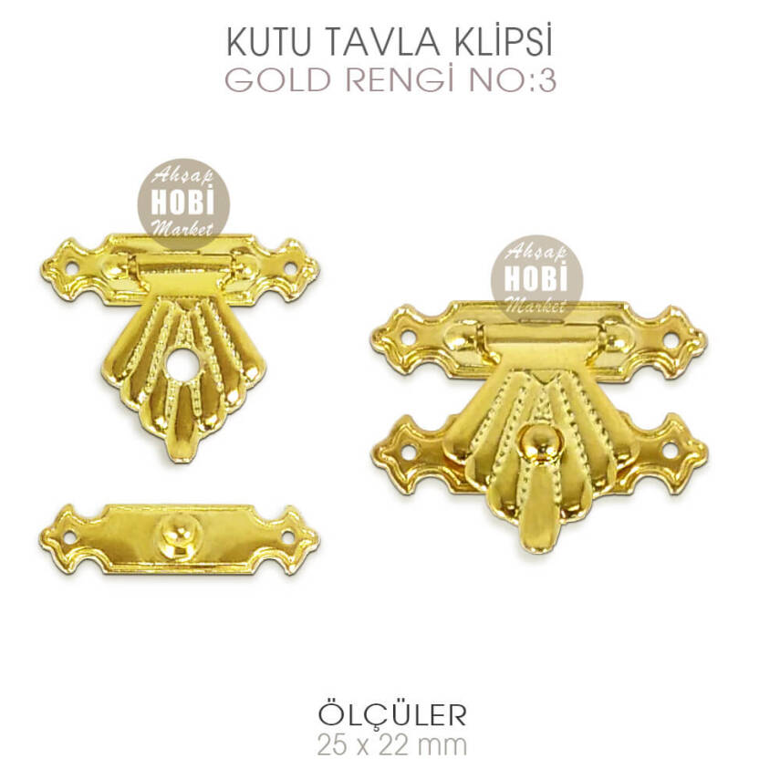 Kutu Tavla Klipsi No 3A Küçük (33x24 mm) Sarı Gold - 1