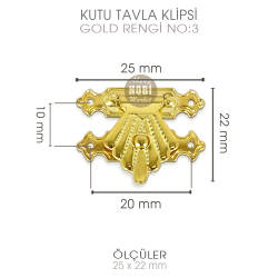 Kutu Tavla Klipsi No 3A Küçük (33x24 mm) Sarı Gold - Tual Hobi Sanat (1)