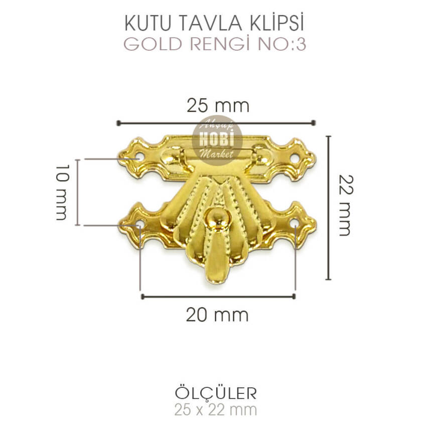 Kutu Tavla Klipsi No 3A Küçük (33x24 mm) Sarı Gold - 2