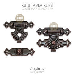 Kutu Tavla Klipsi No 3A Orta (33x24 mm) Antik Bakır - Tual Hobi Sanat