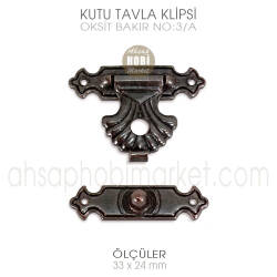 Kutu Tavla Klipsi No 3A Orta (33x24 mm) Antik Bakır - 3