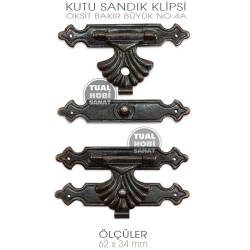 Kutu Sandık Klipsi No 4A Büyük (62x34 mm) Antik Bakır - Tual Hobi Sanat