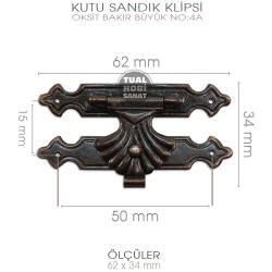 Kutu Sandık Klipsi No 4A Büyük (62x34 mm) Antik Bakır - Tual Hobi Sanat (1)