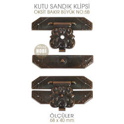 Kutu ve Sandık Klipsi No 5B Büyük (68x40 mm) Antik Bakır - Tual Hobi Sanat