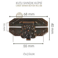 Kutu ve Sandık Klipsi No 5B Büyük (68x40 mm) Antik Bakır - Tual Hobi Sanat (1)