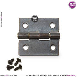 Kutu ve Tavla Menteşe No 1 Antik (25x22mm) Vidalı - Tual Hobi Sanat