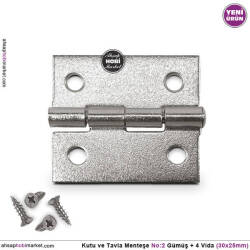 Kutu ve Tavla Menteşe No 2 Gümüş (30x25mm) Vidalı - Tual Hobi Sanat