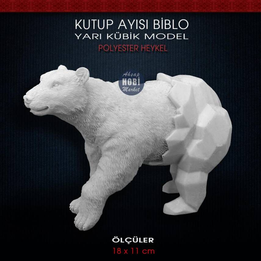 Kutup Ayısı Biblo Yarı Kübik (18x11 cm) Ham Polyester - 2