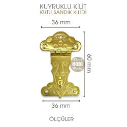 Kuyruklu Sandık Kilidi (60x36 mm) Sarı Gold - Tual Hobi Sanat (1)
