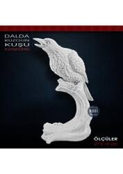 Kuzgun Kuşu Heykeli Dalda (27x19cm) Ham Polyester - Tual Hobi Sanat