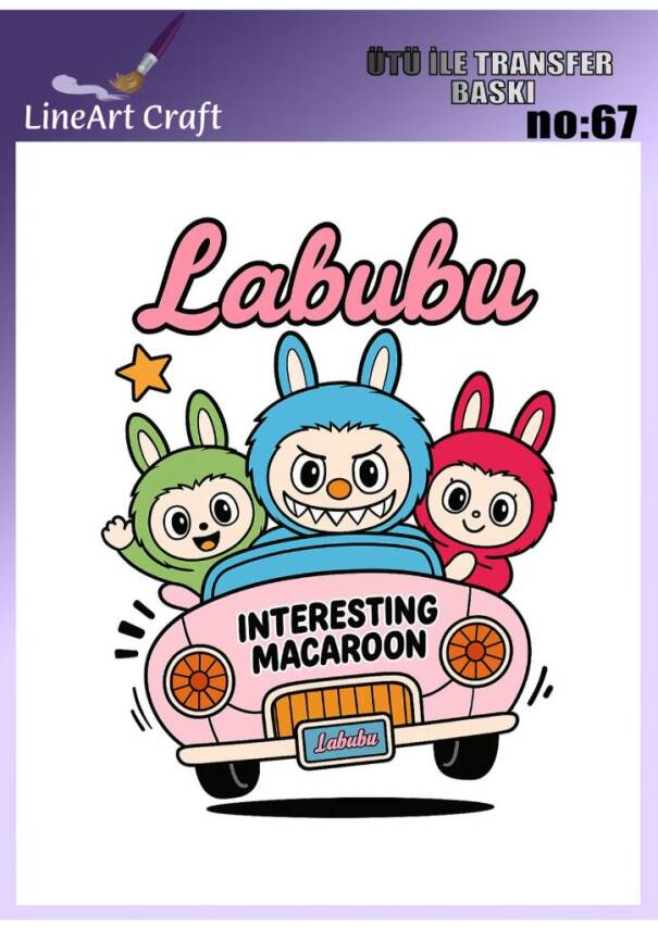 Labubu Desenli Kumaş Transfer Kağıdı LNT-K067 (20x20 cm) - 1