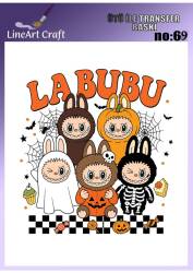 Labubu Desenli Kumaş Transfer Kağıdı LNT-K069 (20x20 cm) - Line Art