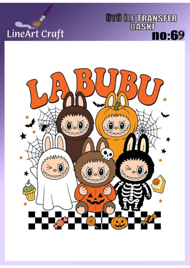 Labubu Desenli Kumaş Transfer Kağıdı LNT-K069 (20x20 cm) - 1