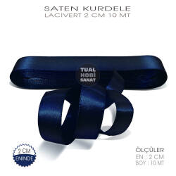 Lacivert Renkli Saten Kurdele (Genişlik 2 cm) 10 Metre - Tual Hobi Sanat