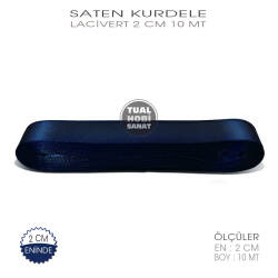 Lacivert Renkli Saten Kurdele (Genişlik 2 cm) 10 Metre - Tual Hobi Sanat (1)