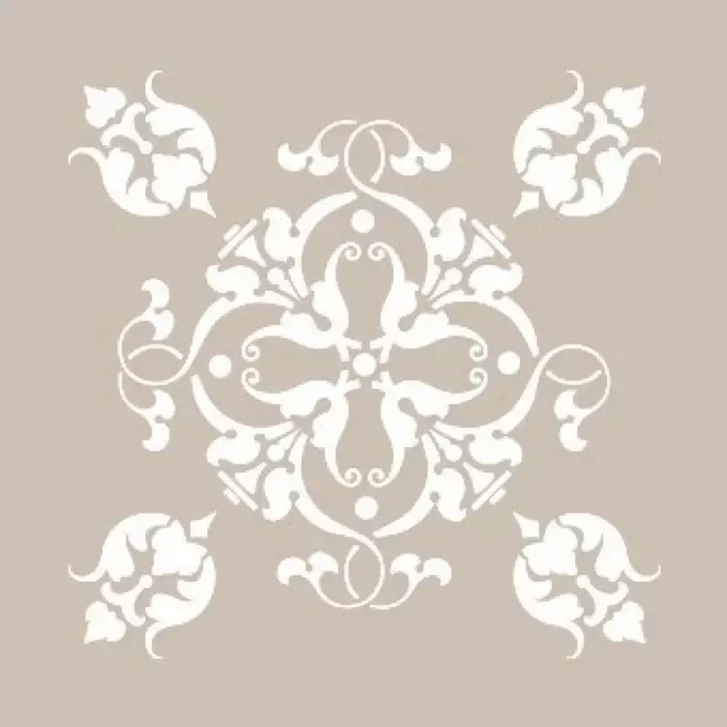 Lale Desenli Motifli Kare Stencil Şablon KA35 - 1