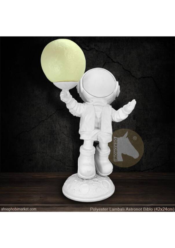 Lambalı Astronot Aplik Heykel (42x24 cm) - 1