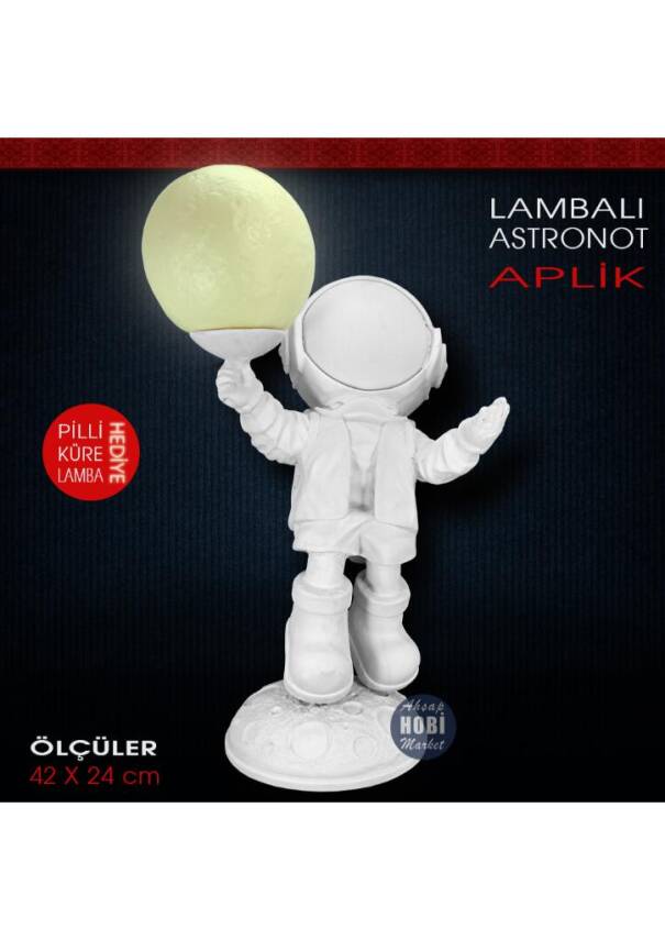 Lambalı Astronot Aplik Heykel (42x24 cm) - 3