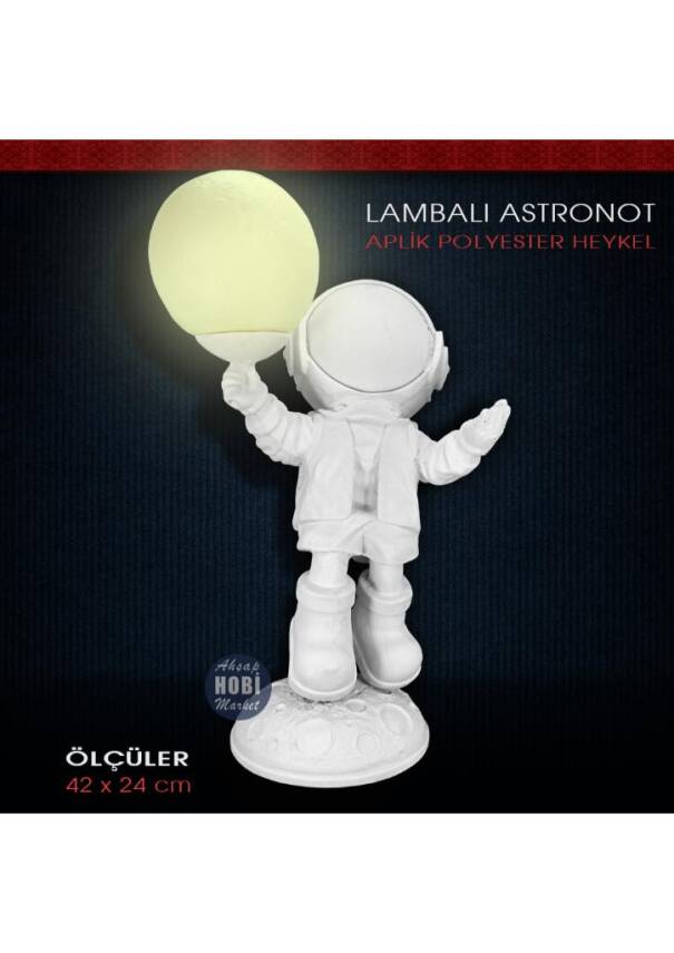 Lambalı Astronot Aplik Heykel (42x24 cm) - 4