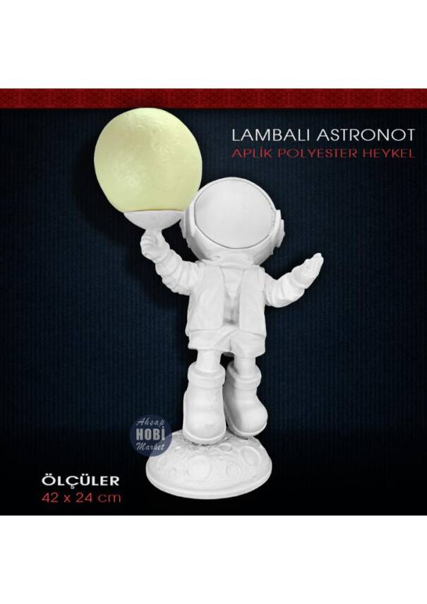 Lambalı Astronot Aplik Heykel (42x24 cm) - 5