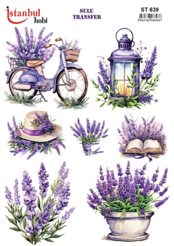 Lavanta Desenli Sulu Transfer Kağıdı STI-639 - 1