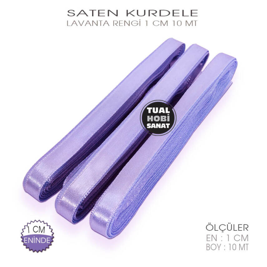 Lavanta Rengi Saten Kurdele (Genişlik 1 cm) 10 Metre - 1