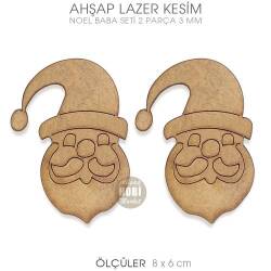 Lazer Kesim Ahşap 2'li Noel Baba Seti - Tual Hobi Sanat