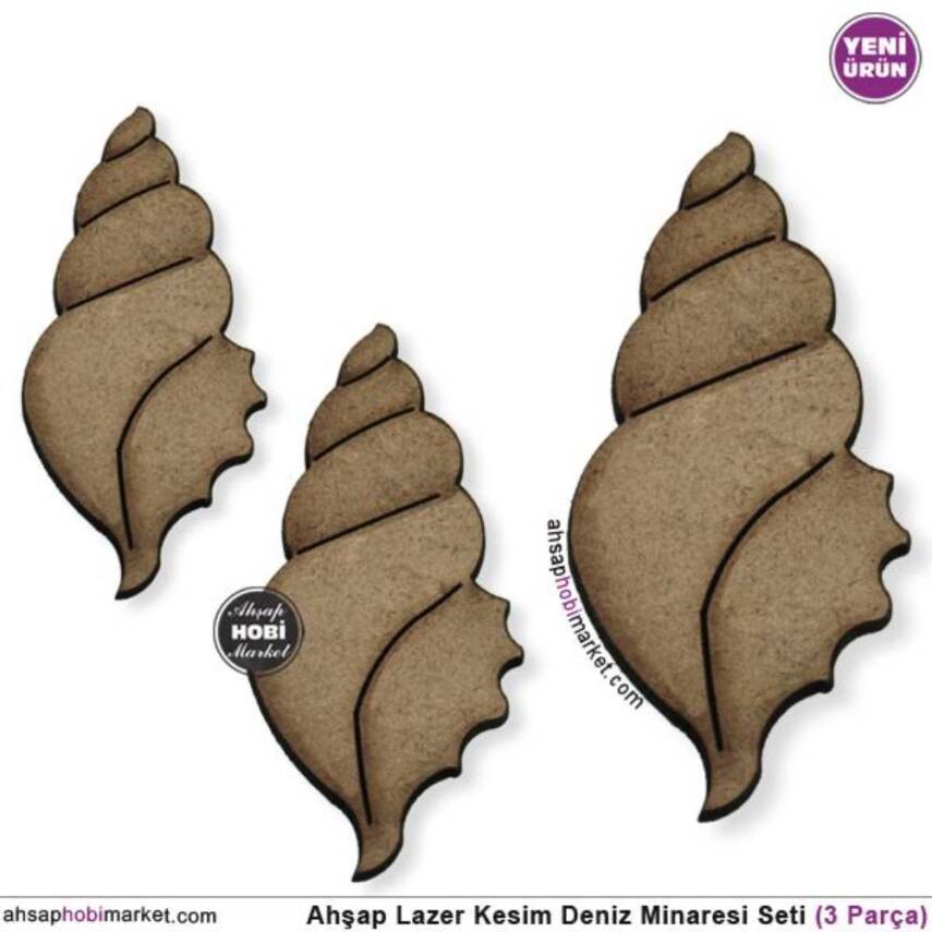 Lazer Kesim Ahşap 3'lü Deniz Minaresi Seti - 1