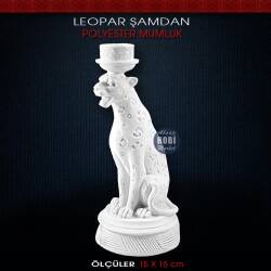 Leopar Şamdan Mumluk (23x12 cm) Ham Polyester - Tual Hobi Sanat