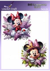 Leylak ve Mickey Mouse Desenli Kumaş Transfer Kağıdı LNT-K023 (20x20 cm) - Line Art