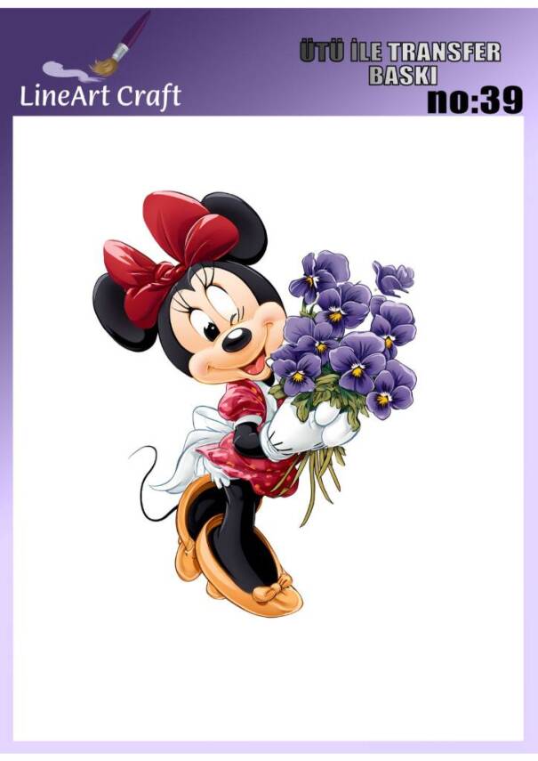 Leylak ve Mickey Mouse Desenli Kumaş Transfer Kağıdı LNT-K039 (20x20 cm) - 1