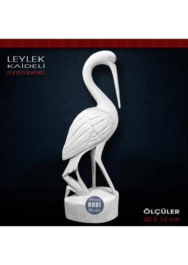 Leylek Biblo Heykeli Kaideli (40x14 cm) Ham Polyester - 1