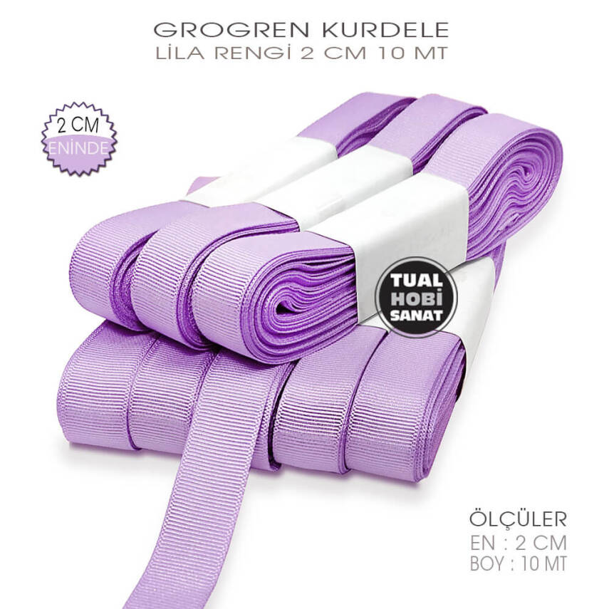 Lila Rengi Grogren Kurdele (Genişlik 2 cm) 10 Metre - 1
