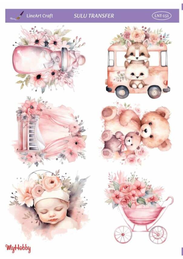 LineArt Ayı Bebek Desenli Sulu Transfer LNT151 - 1