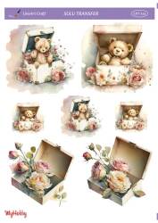 LineArt Ayı Gül Desenli Sulu Transfer LNT144 - Line Art