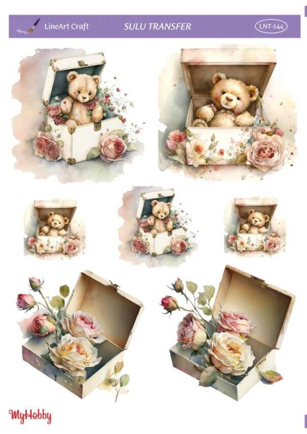 LineArt Ayı Gül Desenli Sulu Transfer LNT144 - 1